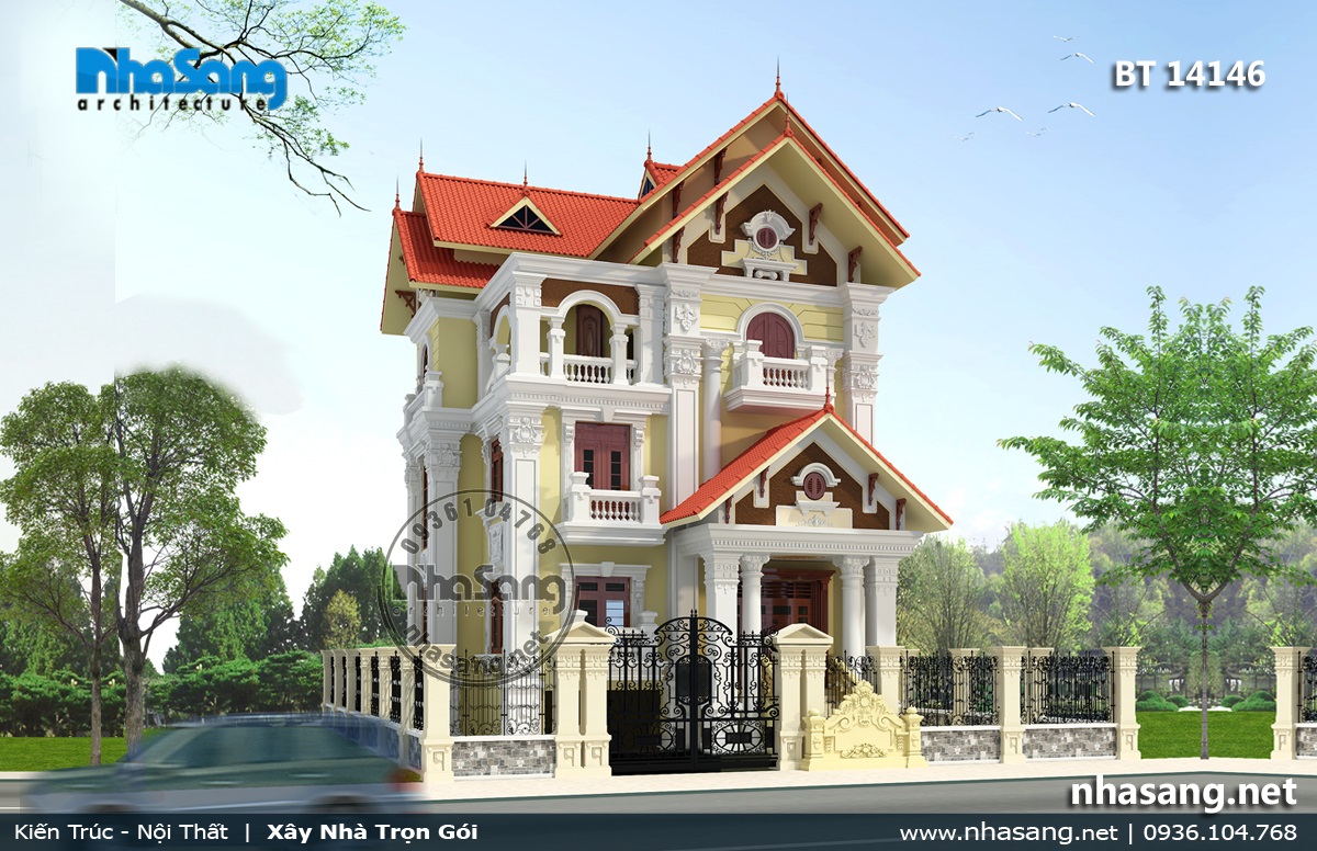 mẫu thiết kế biệt thự tân cổ điển 3 tầng đẹp